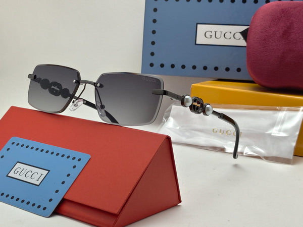 Premium Exclusive High-End Rimless Gradient Rectangular Metal Sunglasses Frames for Modern Luxury Style