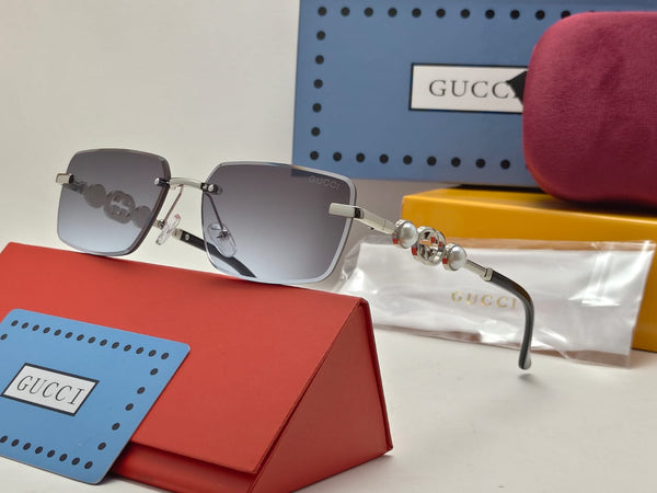 Premium Exclusive High-End Rimless Gradient Rectangular Metal Sunglasses Frames for Modern Luxury Style