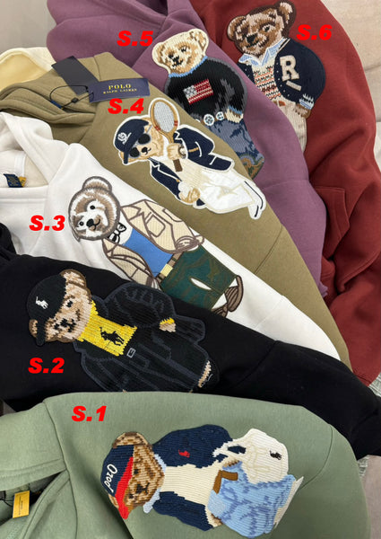 Premium Exclusive High-End Soft Fleece Khaki Embroidered Bear Graphic Pullover Hoodie for Casual Comfort Wear