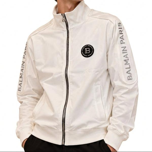 Premium Exclusive High-End Soft Stretch White Full Zip Sweatshirt for Clean Modern Style
