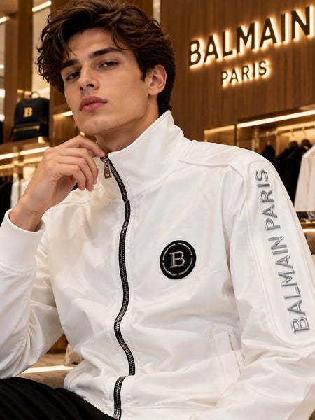 Premium Exclusive High-End Soft Stretch White Full Zip Sweatshirt for Clean Modern Style