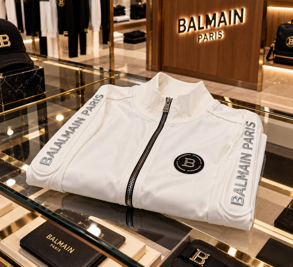 Premium Exclusive High-End Soft Stretch White Full Zip Sweatshirt for Clean Modern Style