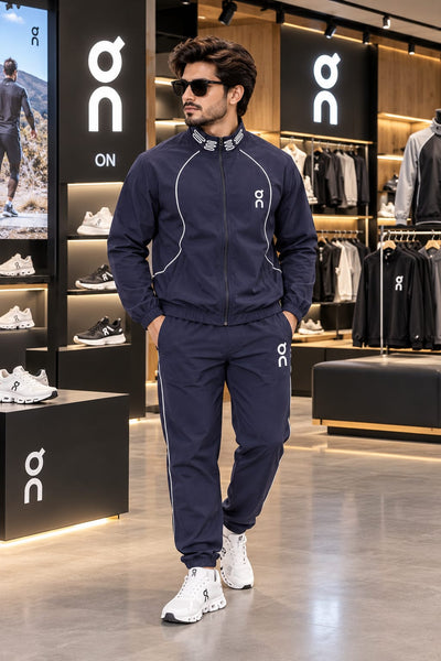 Premium Exclusive High-End Lightweight Navy Blue Full Zip Windbreaker Jacket for Active Everyday Style