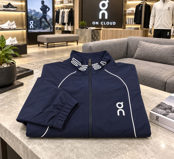 Premium Exclusive High-End Lightweight Navy Blue Full Zip Windbreaker Jacket for Active Everyday Style