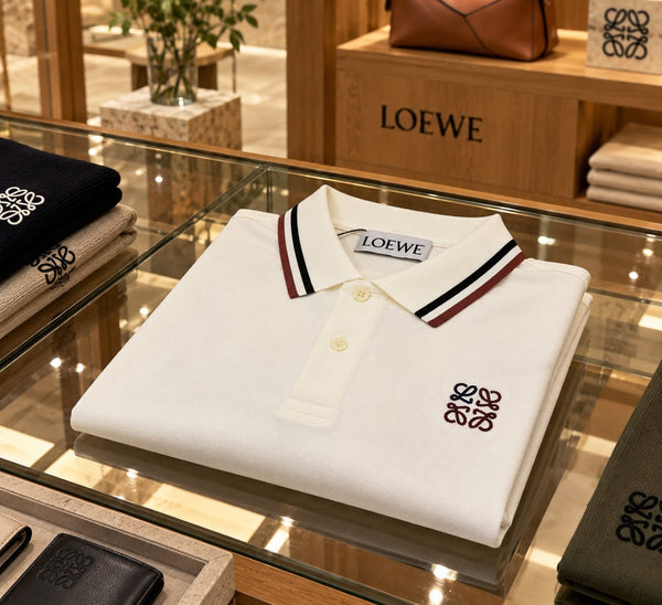 Premium Exclusive High-End Classic Fit Short Sleeve Polo Tee with Striped Collar Detail