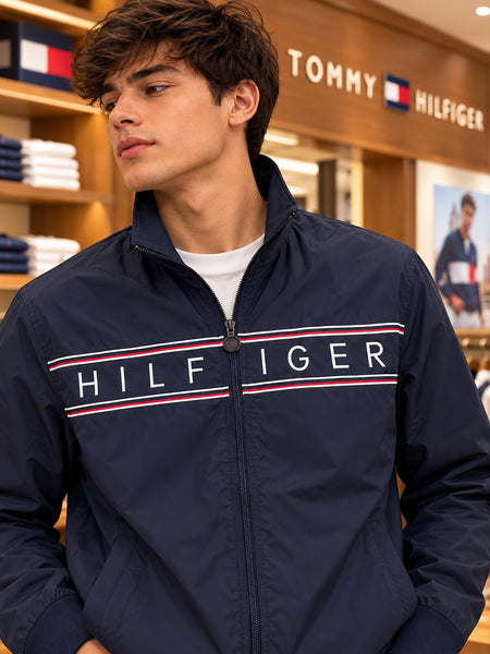 Premium Exclusive High-End Lightweight Navy Blue Full Zip Windcheater Waterproof Jacket for Everyday Outdoor Style