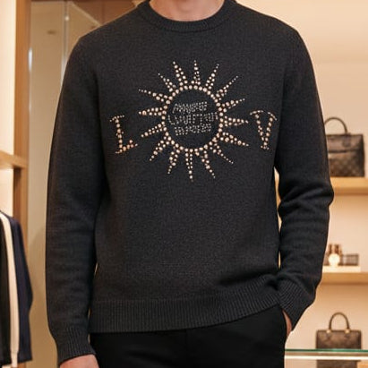 Embellished Long-Sleeved Merino Wool Crewneck