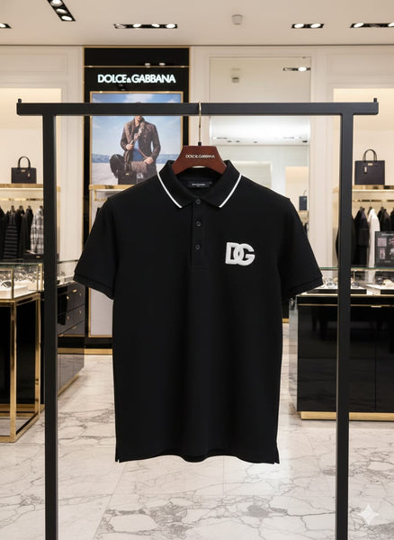 Luxury Black Polo T-Shirt with Contrast Collar Detailing