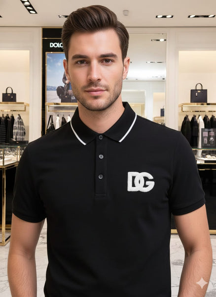 Luxury Black Polo T-Shirt with Contrast Collar Detailing