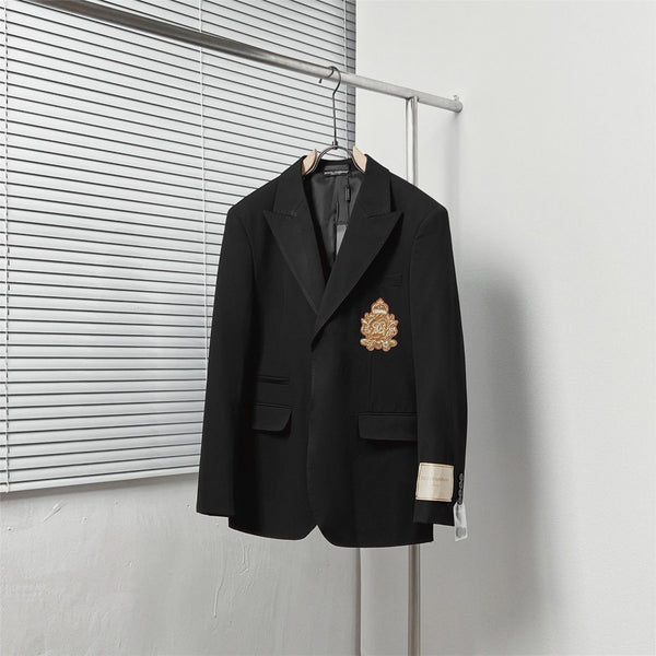 Black Crest Blazer Premium Designer Formal Wear
