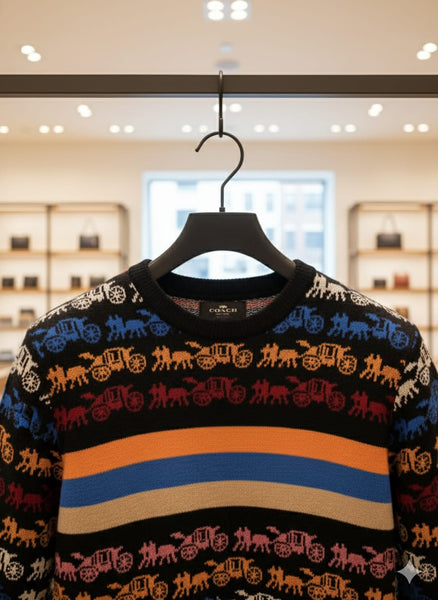 Luxury Multicolor Designer Knit Sweater