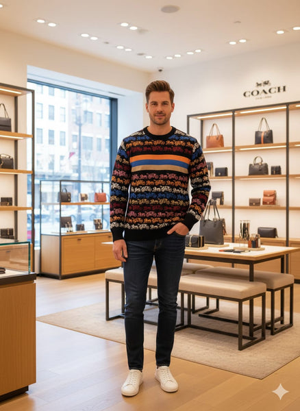 Luxury Multicolor Designer Knit Sweater