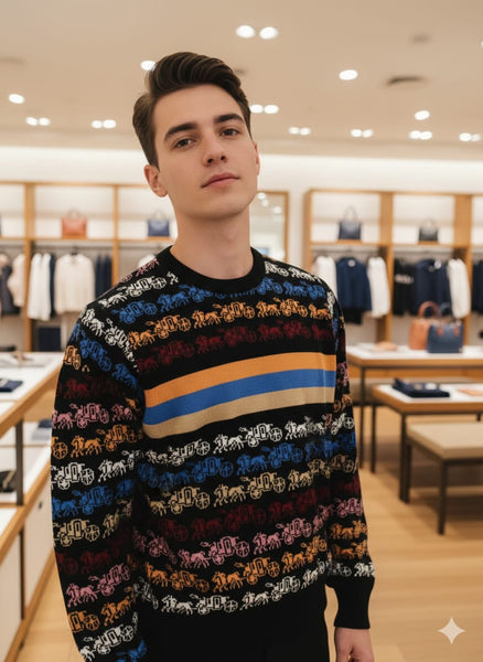 Luxury Multicolor Designer Knit Sweater