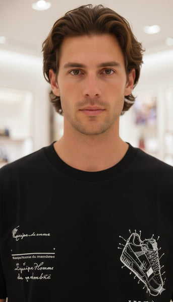 Trainers Pattern Logo Effect Drop Shoulder T-Shirt