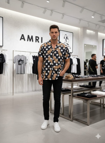 Premium Leopard Polka Dots Bowling Shirt