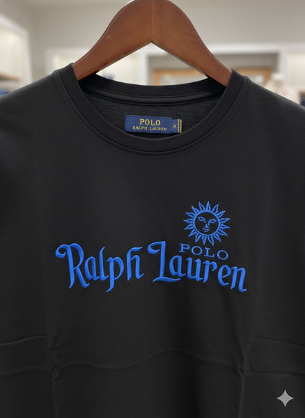 Premium Round Neck Sun Logo Classic Black Tee
