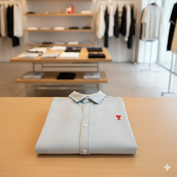 Men’s Premium Light Blue Casual Shirt with Signature Heart Logo