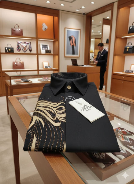 Premium Swarovski Work  Casual Shirt Elegant Horse Design