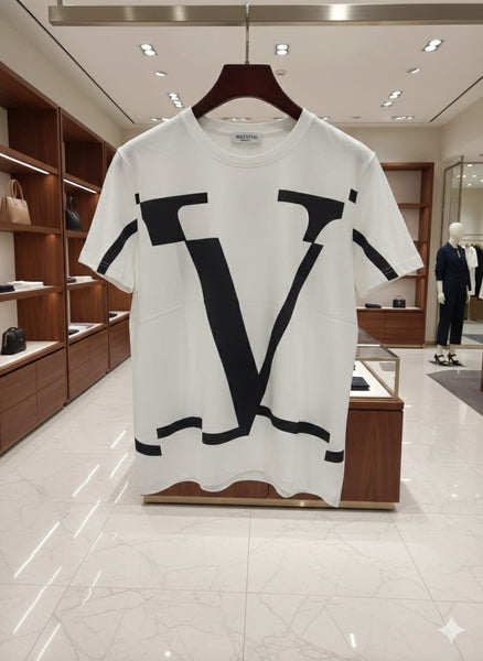 Bold and Creative: Irregular Printed V Logo Shirt