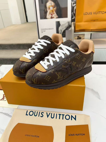 Branded Monogram Brown Sneakers  Iconic Designer Comfort