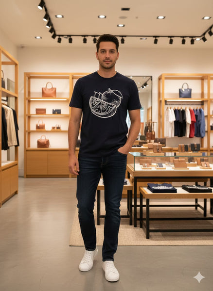 Minimal Black Graphic T-Shirt with Citrus Print