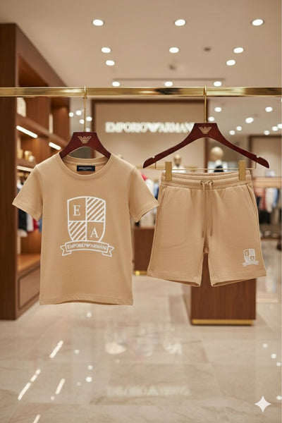 Kids Beige Comfort T-Shirt & Shorts Set – Smart & Play-Ready