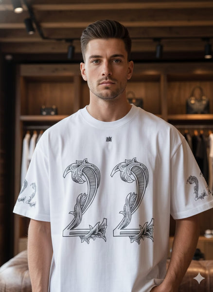 Premium Oversized  White 22 T-shirt