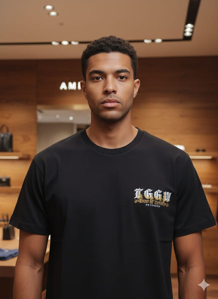Imported Black Signature Logo  T-Shirt Classic Designer Casual Wear
