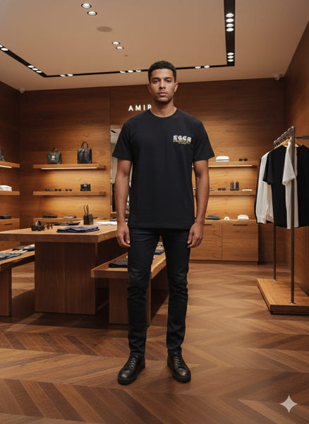 Imported Black Signature Logo  T-Shirt Classic Designer Casual Wear