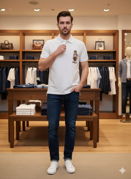 Imported White Polo Bear Classic Polo Shirt Premium Signature Edition