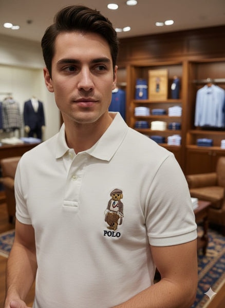 Imported White Polo Bear Classic Polo Shirt Premium Signature Edition