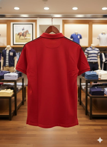 Men Style Polo T-Shirt – Red Edition with 67 Patch