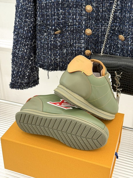 Branded Olive Green Low-Top Sneakers with Bold brand Logo