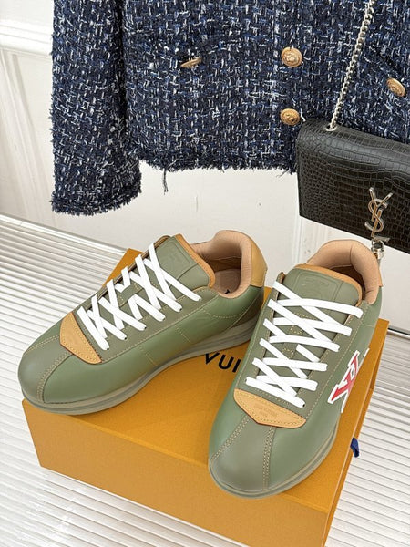 Branded Olive Green Low-Top Sneakers with Bold brand Logo
