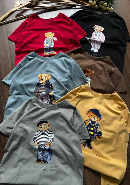 Premium Polo Bear Graphic Red T-Shirt for Men