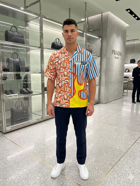 Exclusive Flame  Pattern Drop Shoulder Shirt