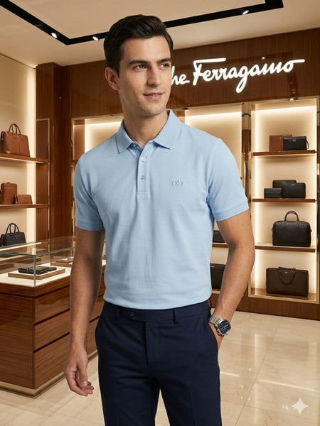 Premium Sky Blue Polo T-Shirt  Elegant & Everyday Comfort