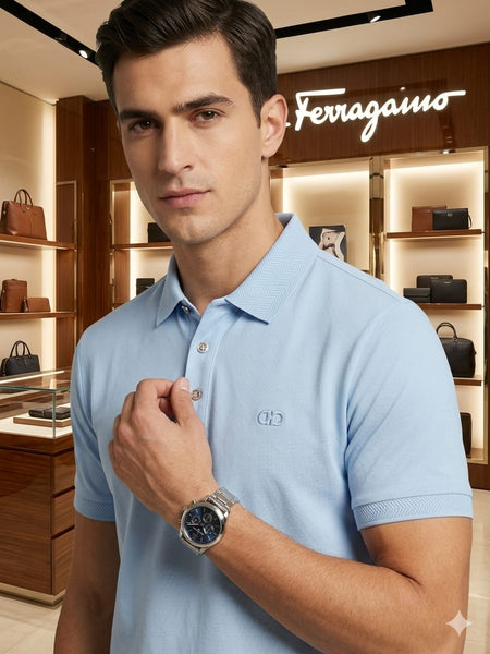 Premium Sky Blue Polo T-Shirt  Elegant & Everyday Comfort