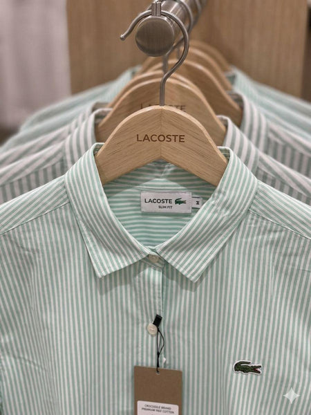 Premium Women’s Crocodile Logo Classic Striped Button-Down Shirt