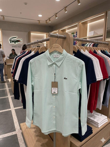 Premium Women’s Crocodile Logo Classic Striped Button-Down Shirt