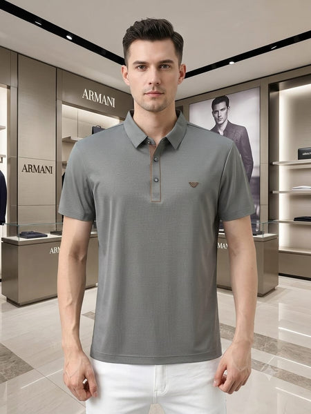 Men’s Premium Olive Green Polo T-Shirt  Elegant Texture with Signature Logo