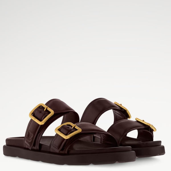 Branded  Venice Mule Luxury Sandals  Premium Brown Buckle Slides