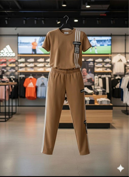 Women's Premium Brown T-Shirt & Track Pants Co-Ord Set – Casual Sportswear Outfit