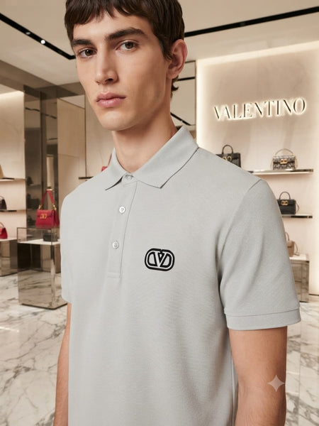 Men’s Premium Grey Polo T-Shirt Minimal Logo, Modern Classic Style