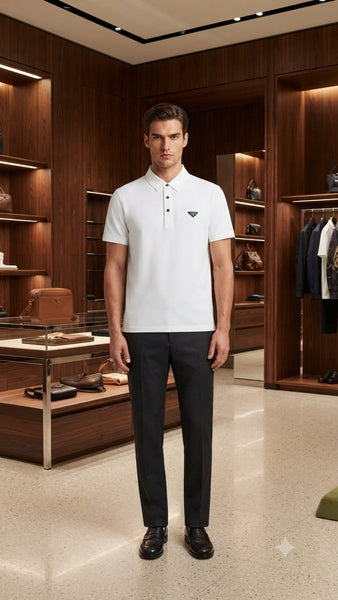 Luxury White Short Sleeve Polo T-Shirt for Men