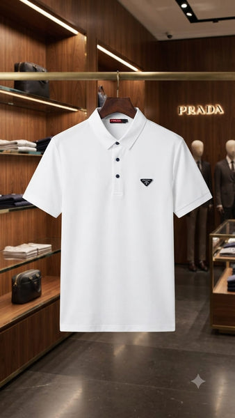 Luxury White Short Sleeve Polo T-Shirt for Men