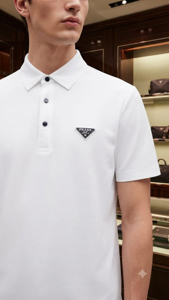 Luxury White Short Sleeve Polo T-Shirt for Men