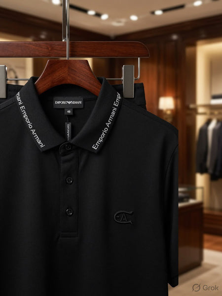 Men's Premium Black Polo T-Shirt  Embroidered Logo | Smart Casual Half Sleeve Tee