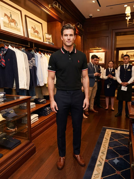 Black Classic Polo Shirt – Signature Red Logo Edition