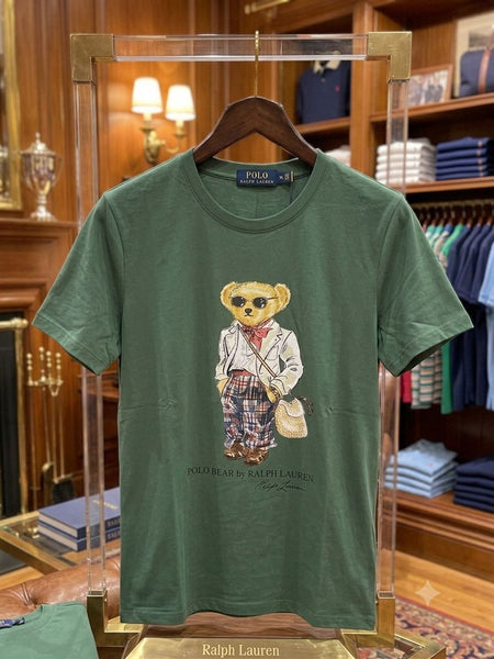 Premium Polo Bear Graphic Green T-Shirt for Women